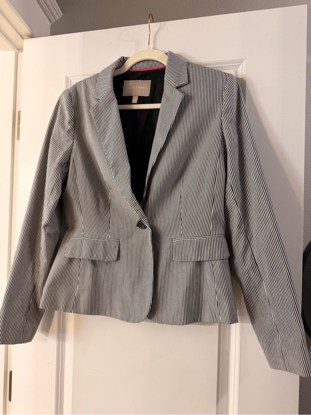 Banana Republic Black and White Pinstripe Tailored Blazer